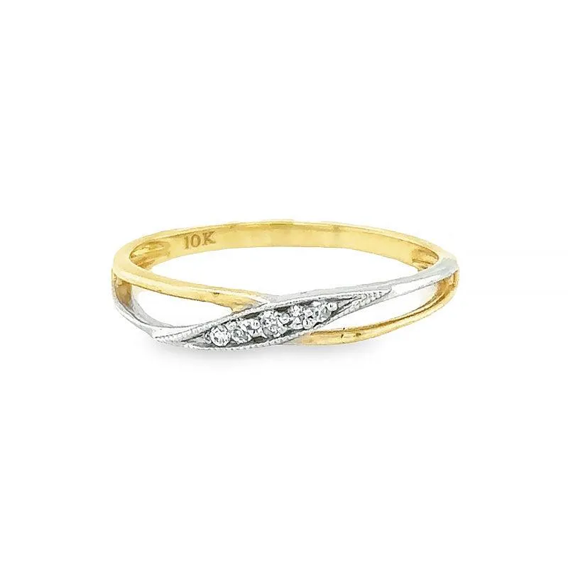 10K Yellow & White Gold 0.05TDW Womens Ring