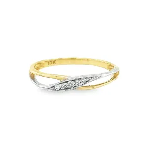 10K Yellow & White Gold 0.05TDW Womens Ring