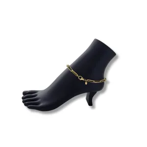 10K Yellow Gold Paperclip Anklet
