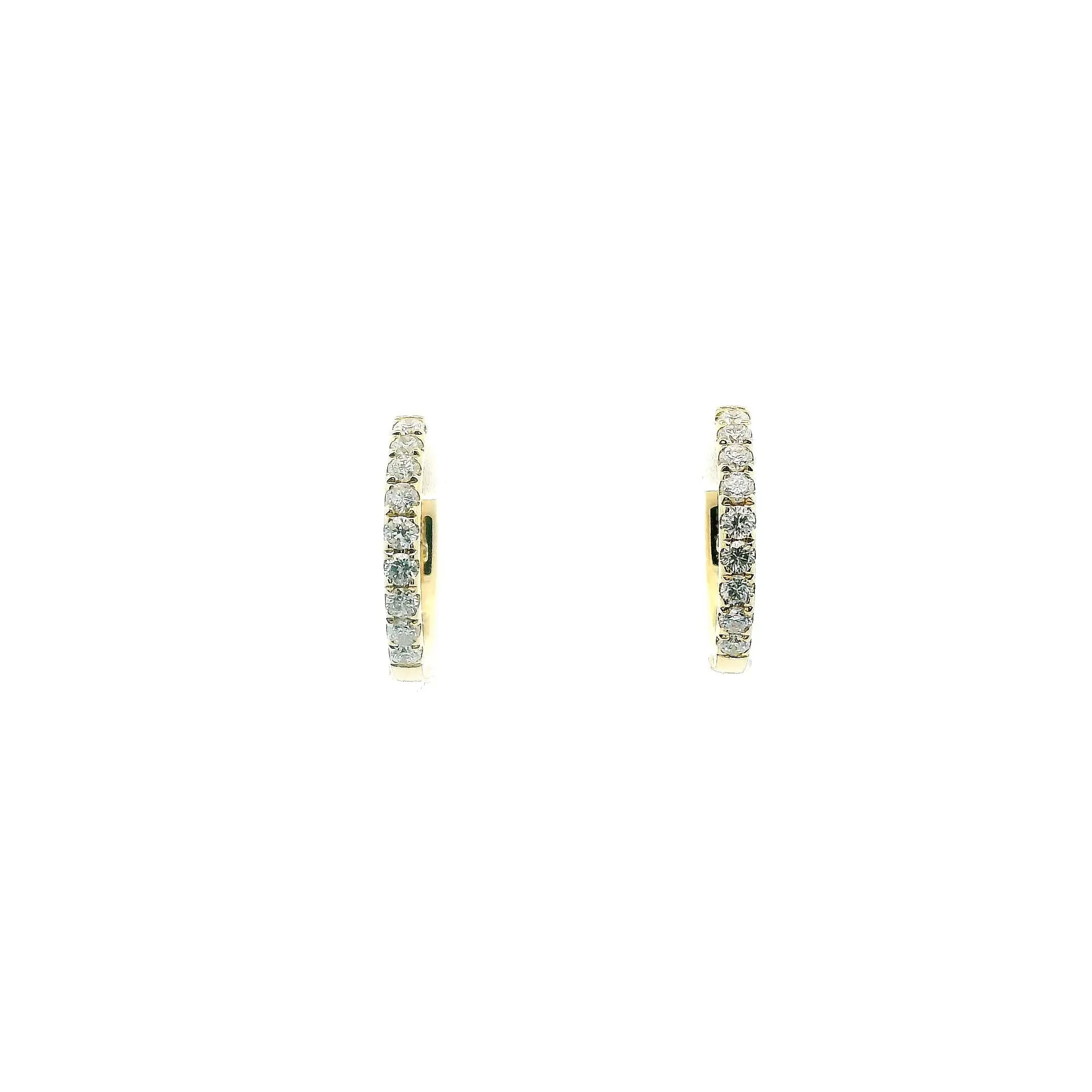 14K Yellow Gold 0.32cttw. Diamond Hoop Earrings
