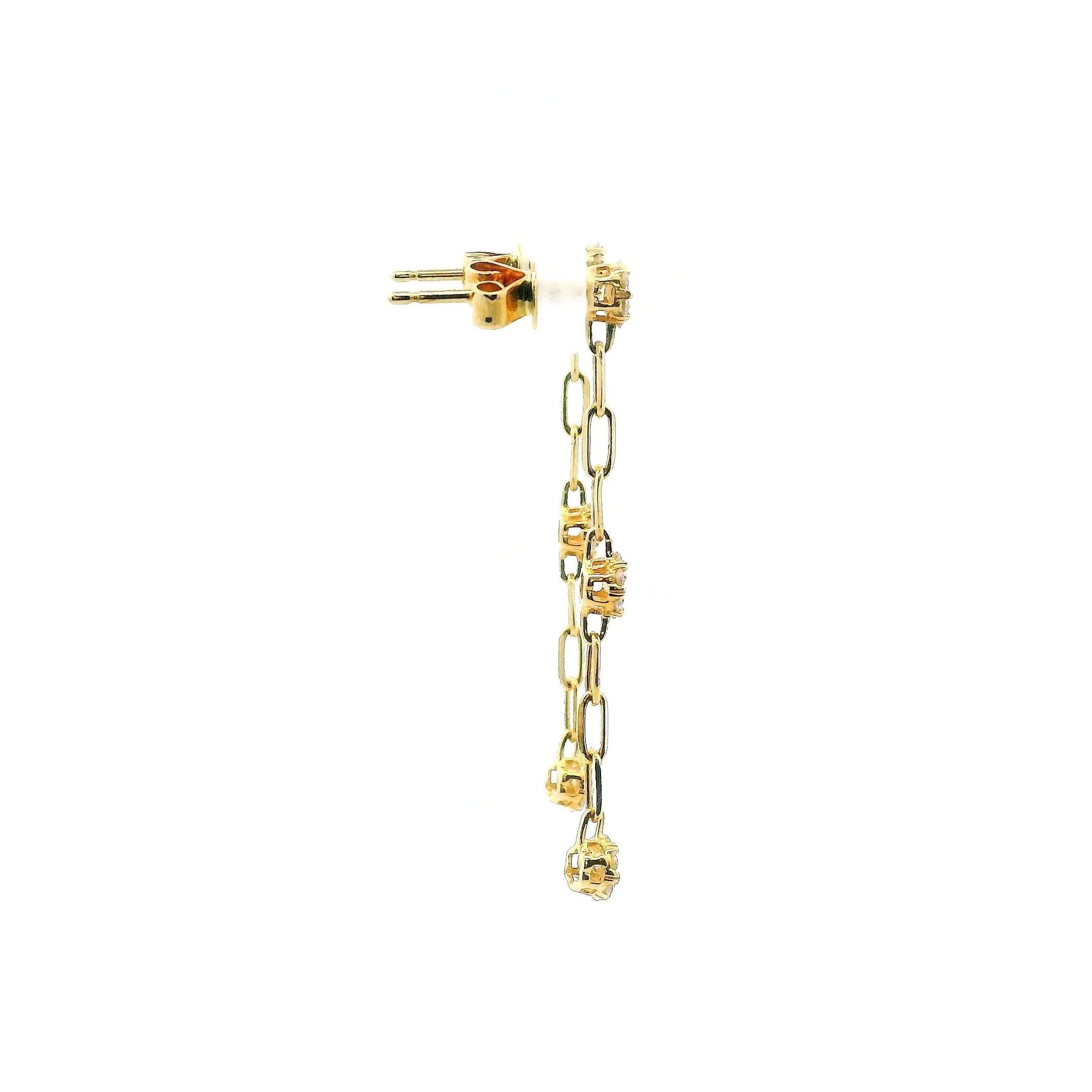 14K Yellow Gold 0.33cttw. Diamond Cluster Oval Link Dangle Stud Earrings