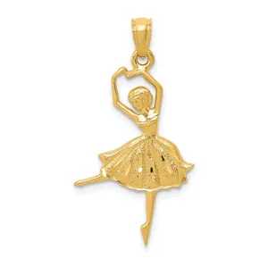 14k Yellow Gold Dancing Ballerina Charm Pendant