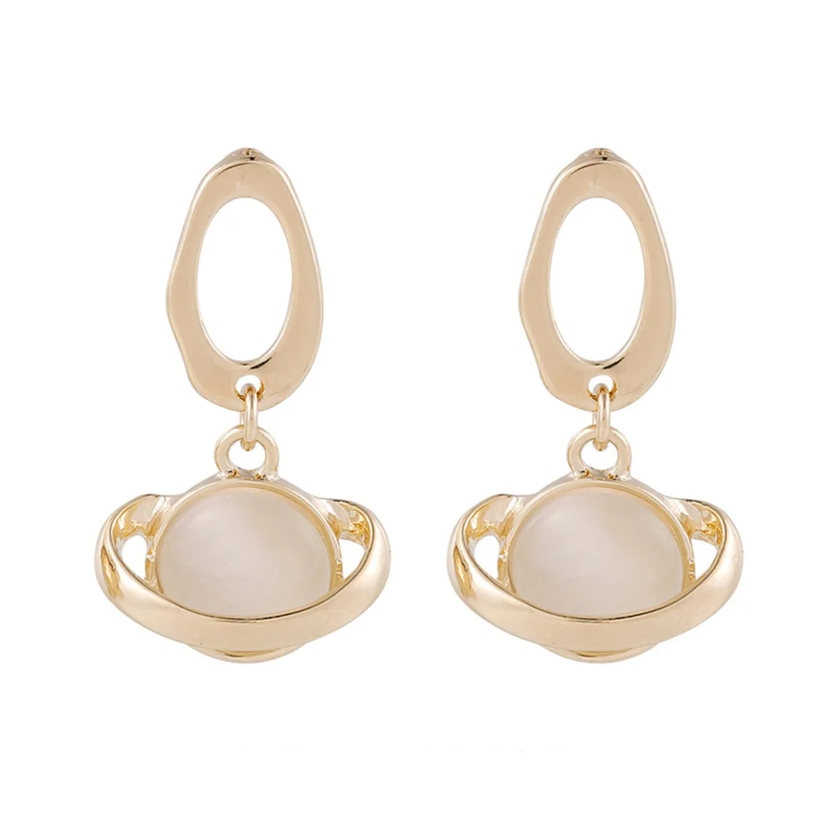 18K Gold-Plated & Cateye Planet Drop Earrings