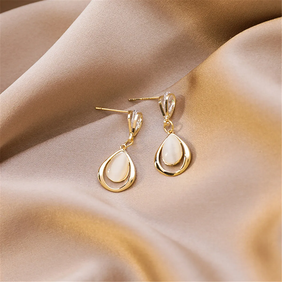 18K Gold-Plated & Clear Crystal Planet Drop Earrings