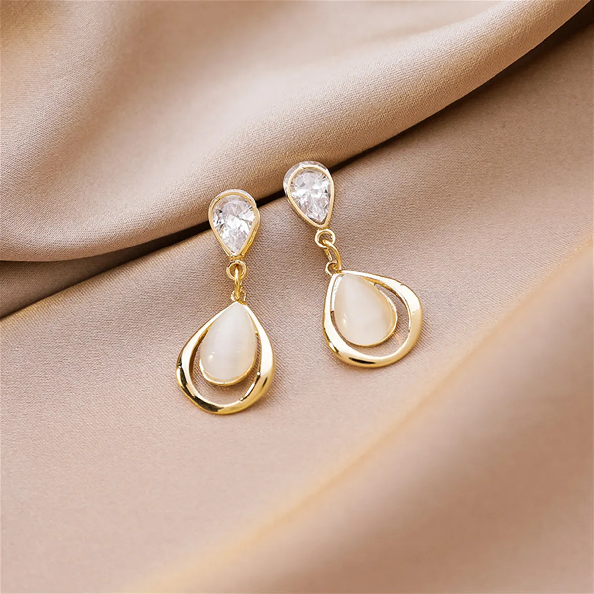 18K Gold-Plated & Clear Crystal Planet Drop Earrings