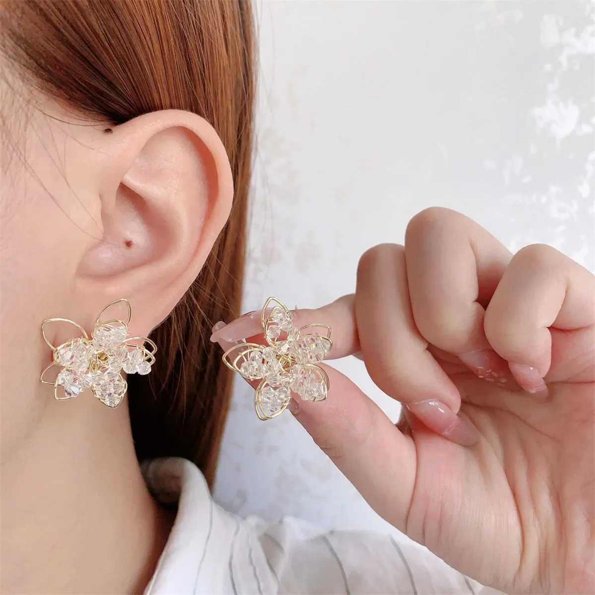 18K Gold-Plated Beaded Floral Stud Earrings