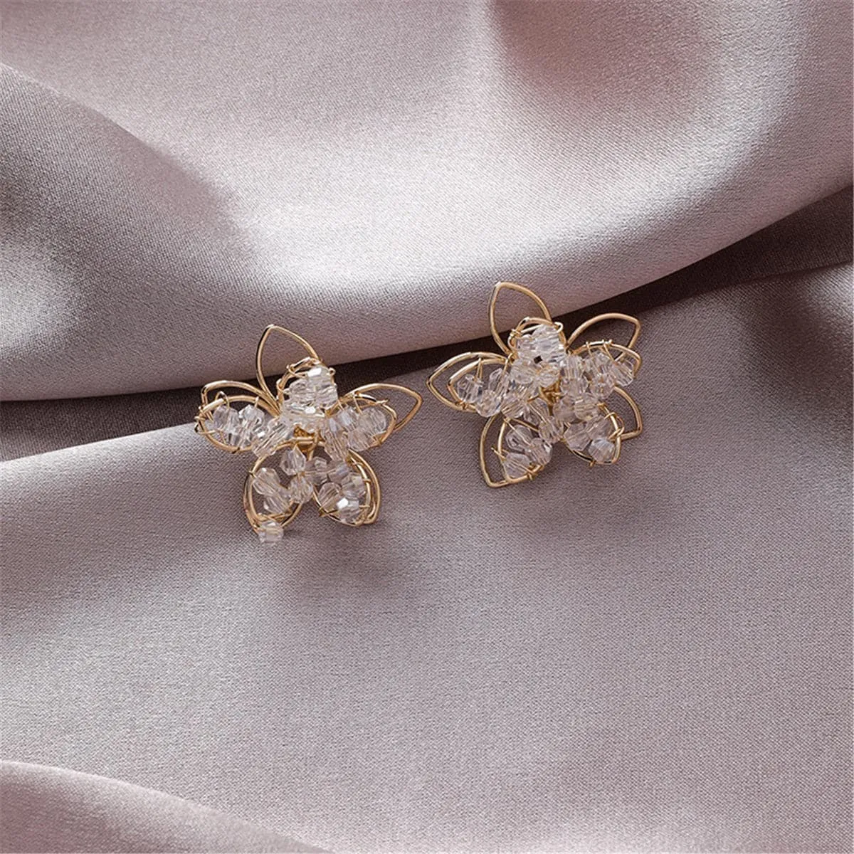 18K Gold-Plated Beaded Floral Stud Earrings