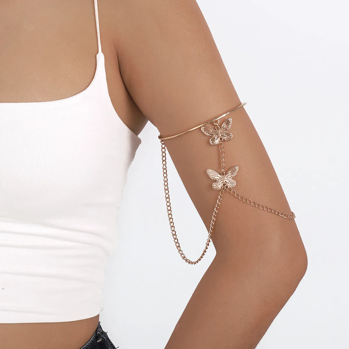 18K Gold-Plated Butterfly Chain Arm Cuff