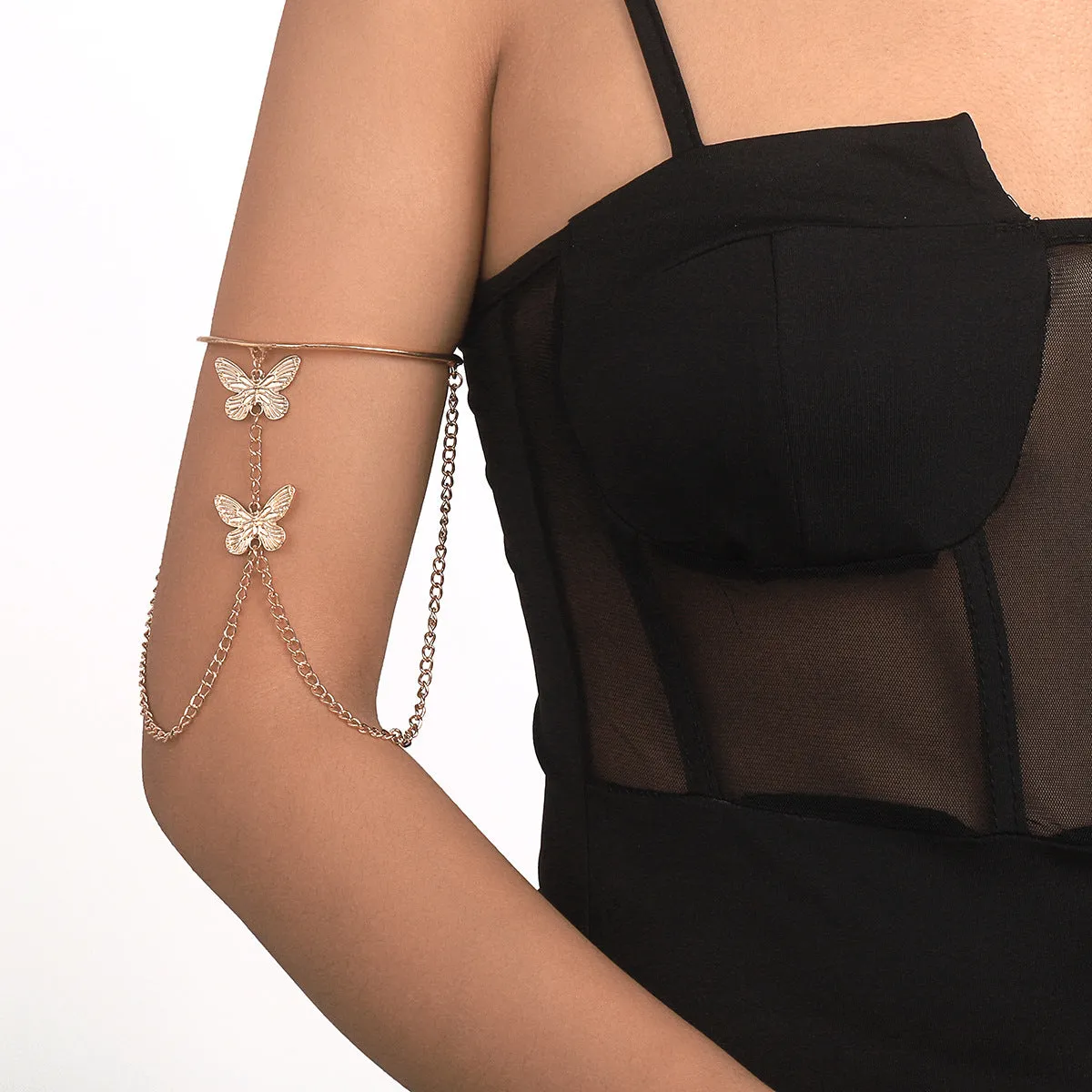 18K Gold-Plated Butterfly Chain Arm Cuff