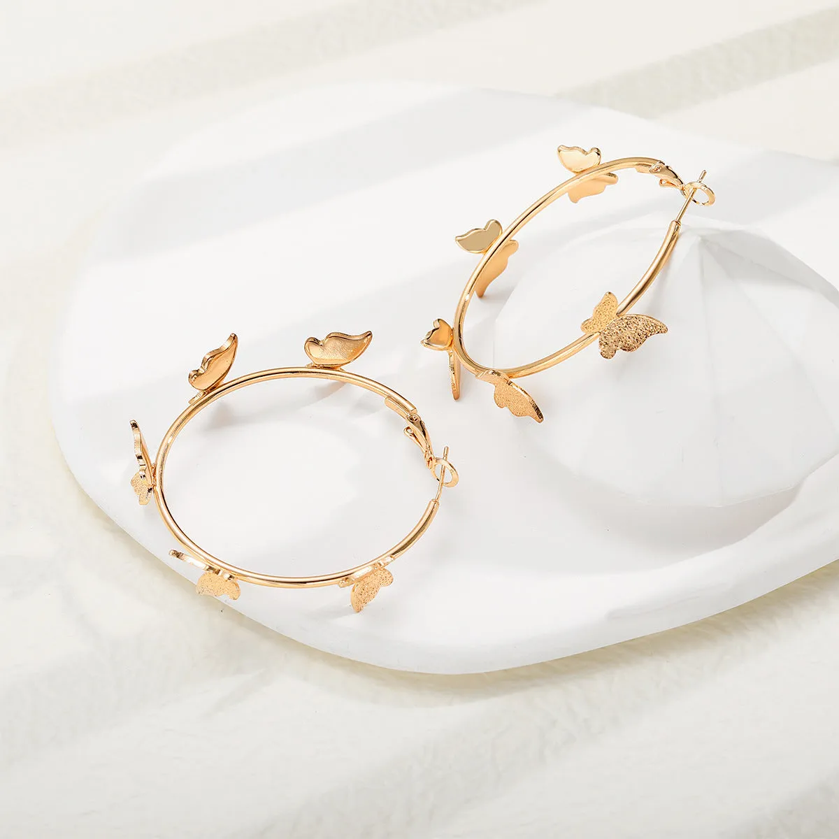 18K Gold-Plated Butterfly Hoop Earrings
