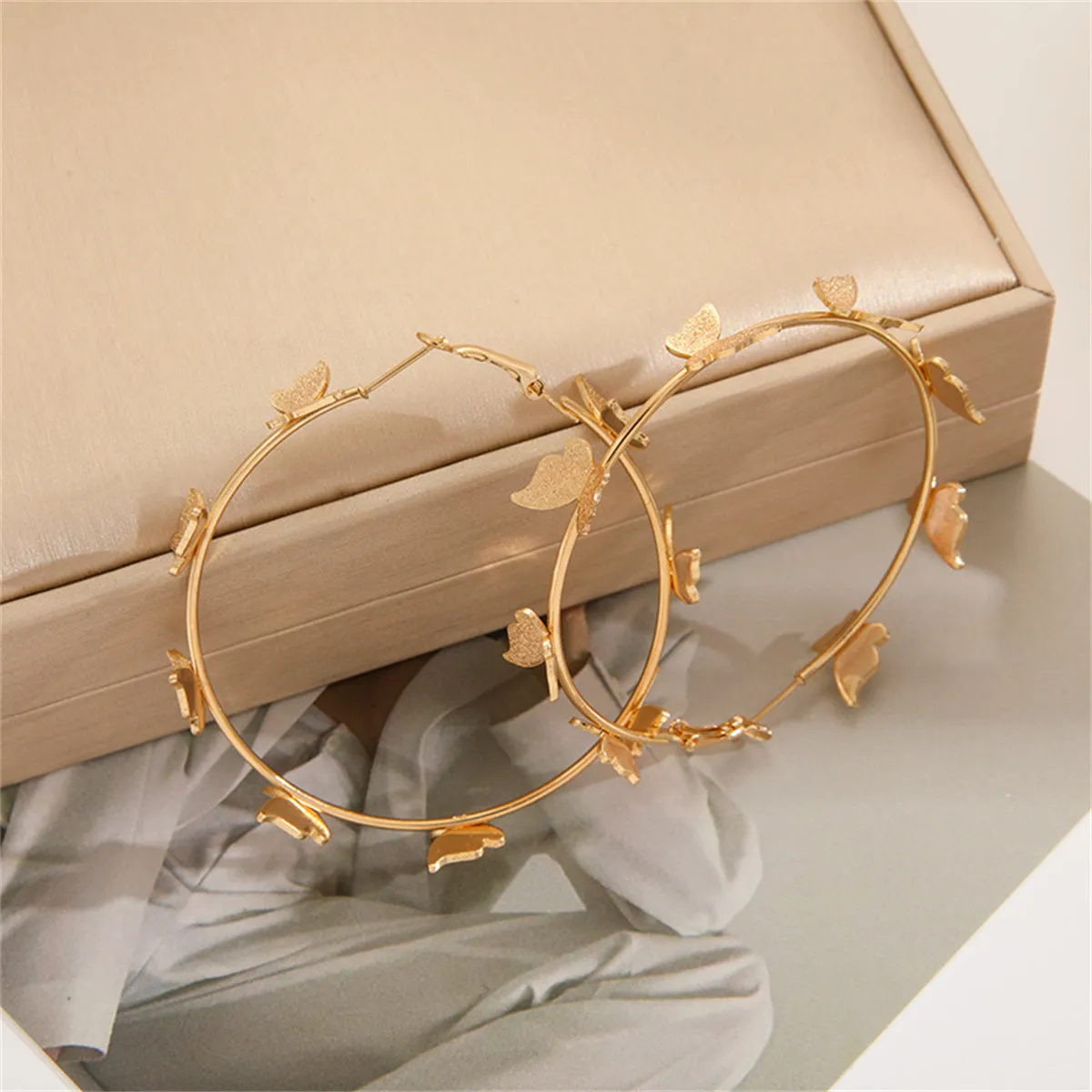 18K Gold-Plated Butterfly Hoop Earrings