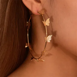 18K Gold-Plated Butterfly Hoop Earrings