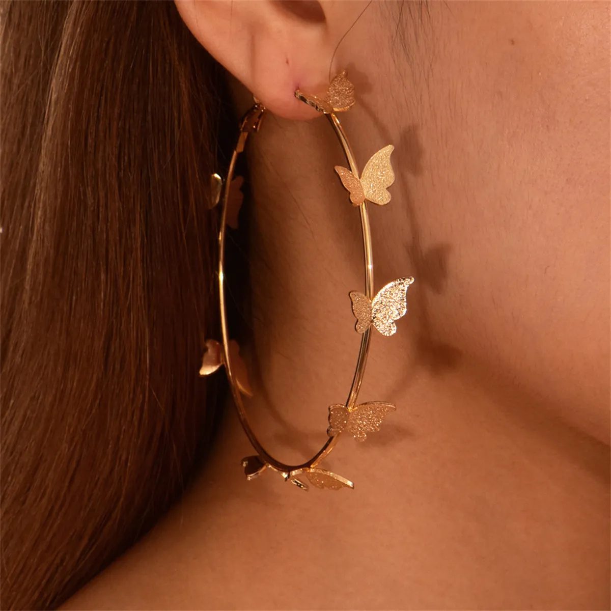18K Gold-Plated Butterfly Hoop Earrings