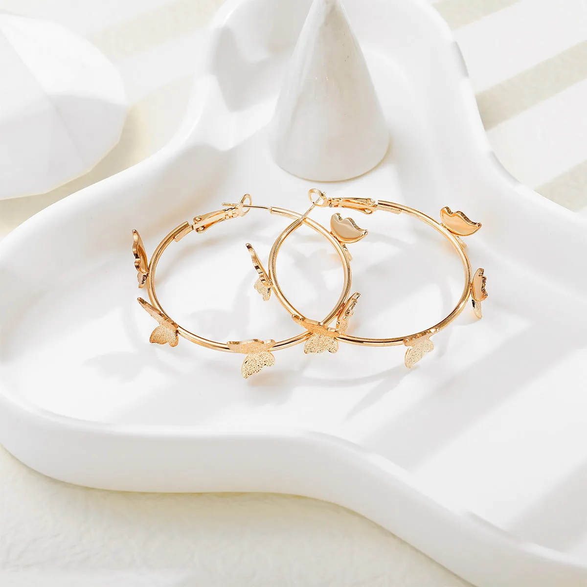 18K Gold-Plated Butterfly Hoop Earrings