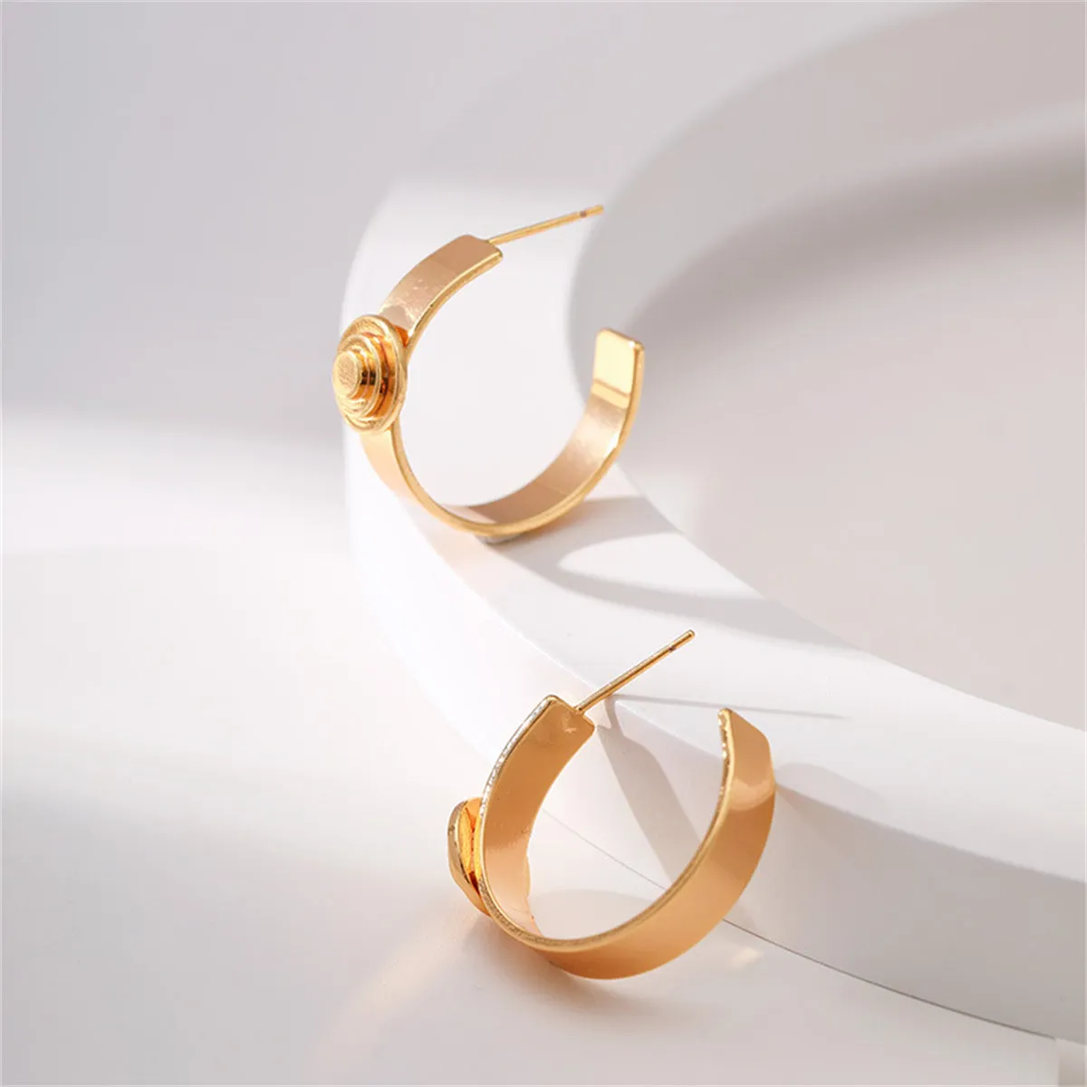 18K Gold-Plated Button Huggie Earrings