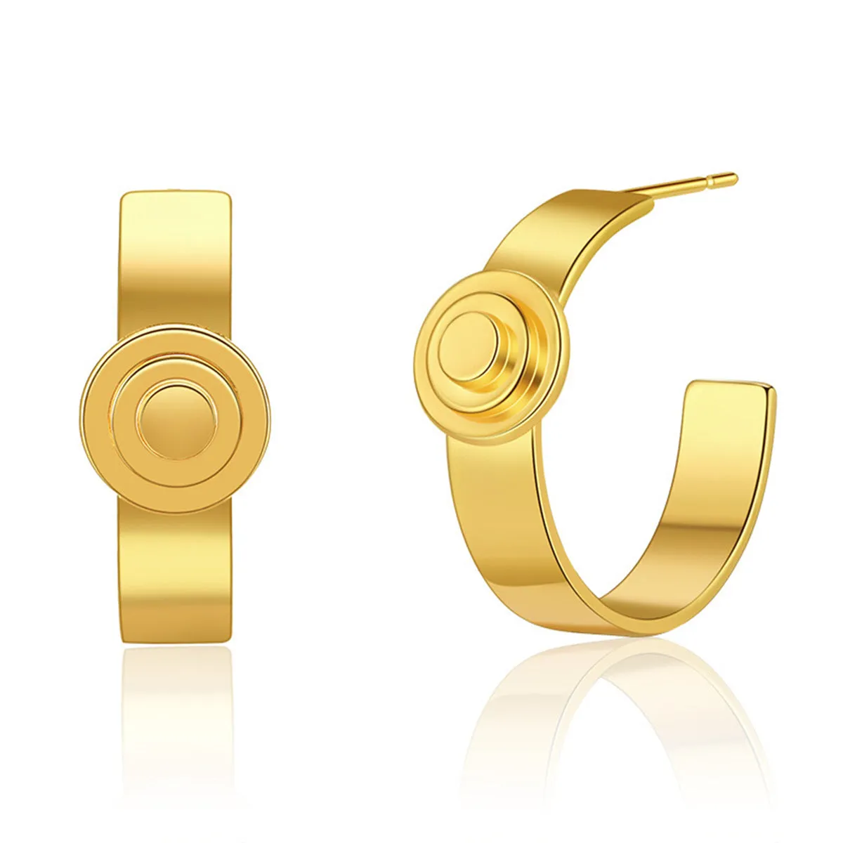 18K Gold-Plated Button Huggie Earrings