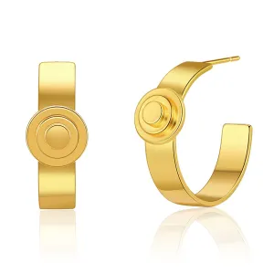18K Gold-Plated Button Huggie Earrings