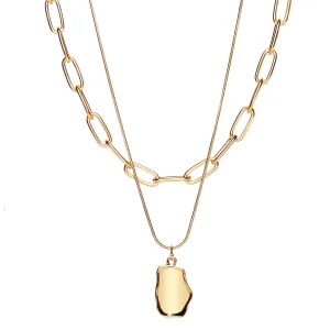 18K Gold-Plated Cable Chain Layered Pendant Necklace