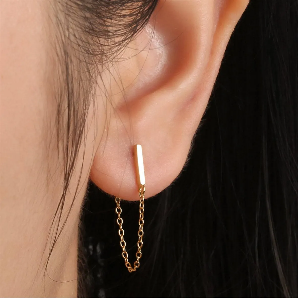 18K Gold-Plated Chain Drop Earrings