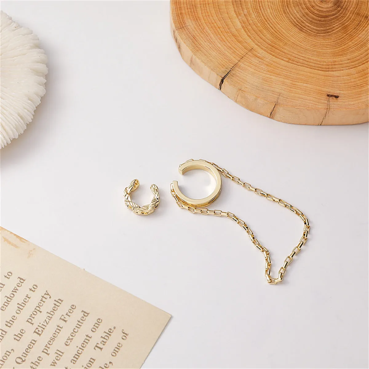 18K Gold-Plated Chain Ear Cuff Set