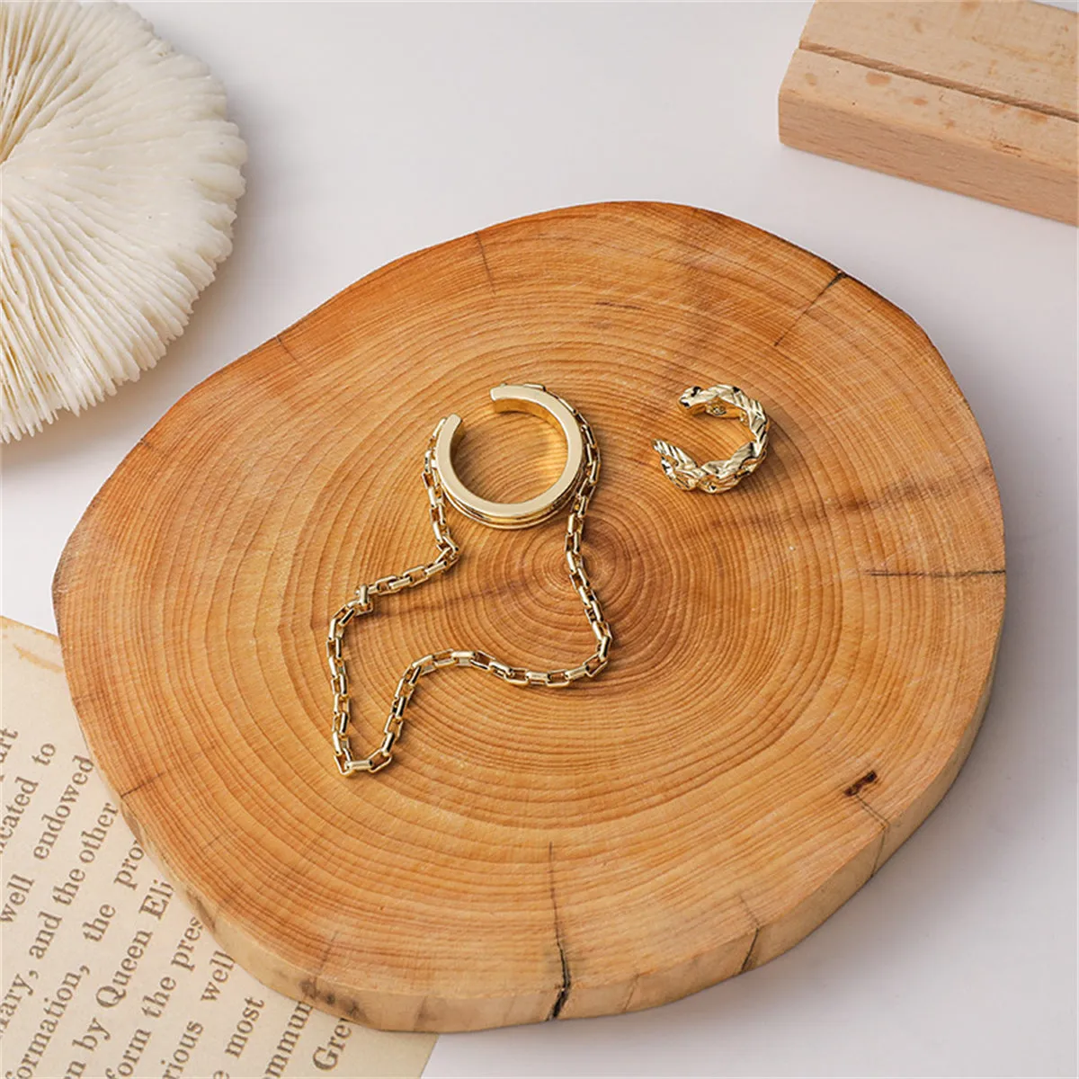 18K Gold-Plated Chain Ear Cuff Set