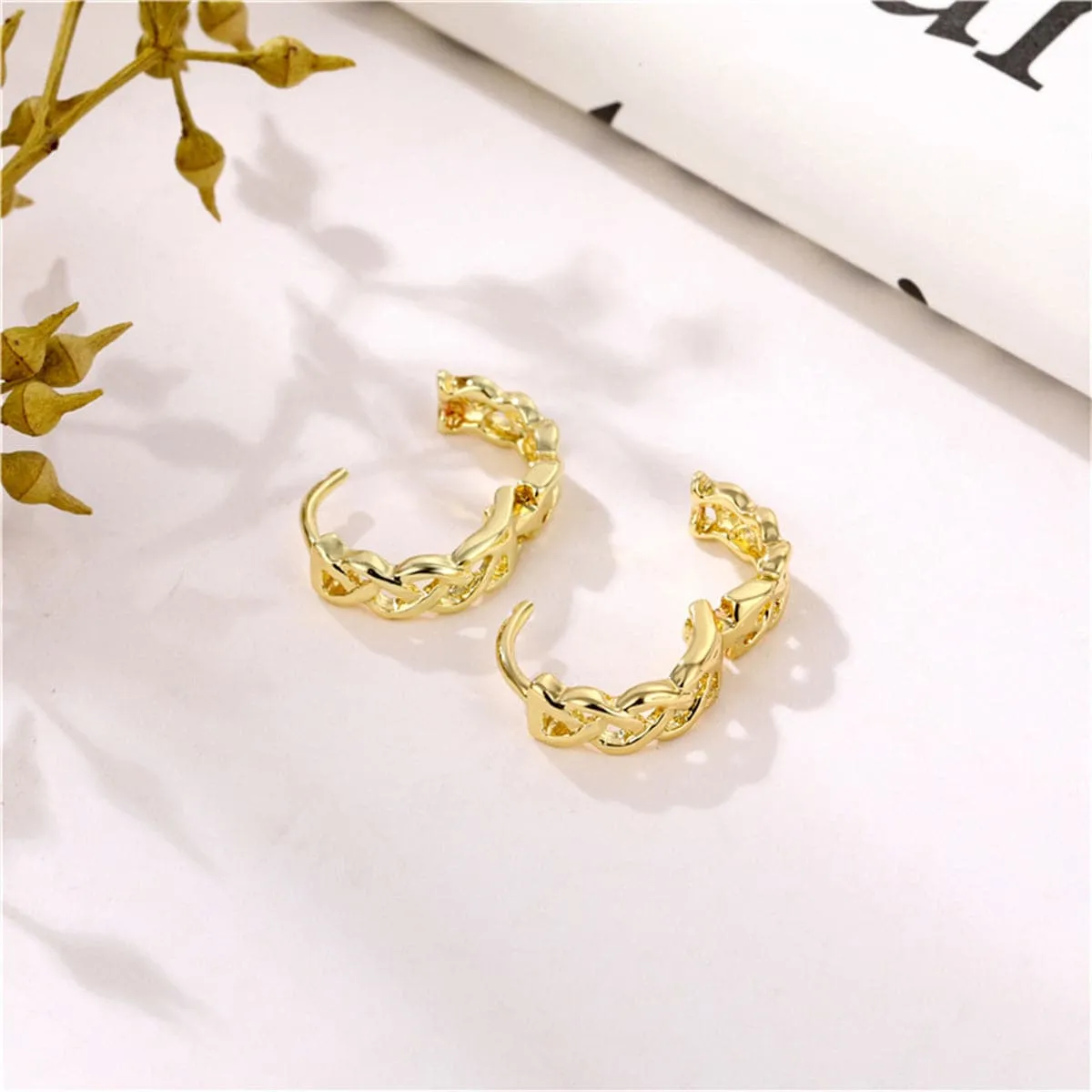 18K Gold-Plated Chain Huggie Earrings