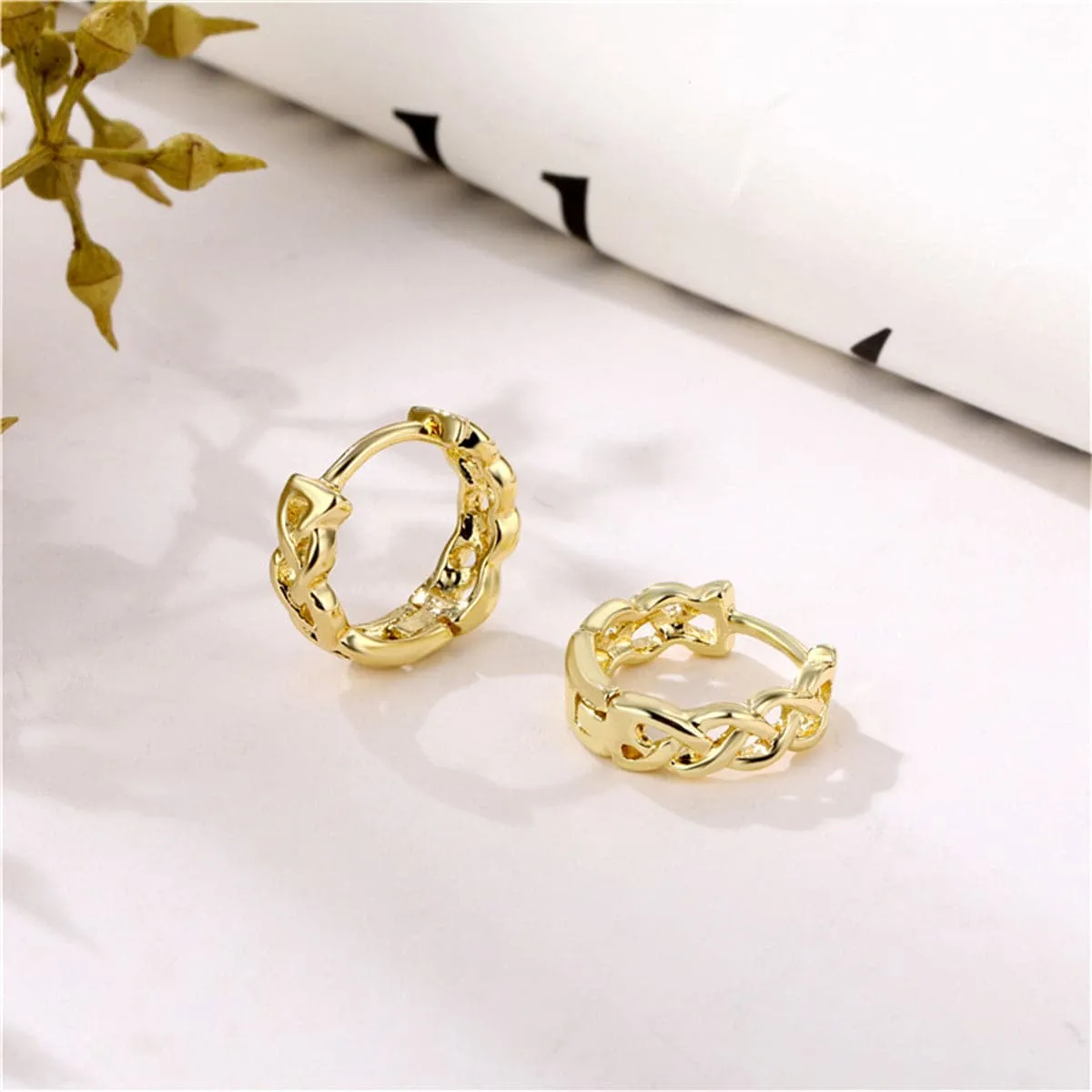 18K Gold-Plated Chain Huggie Earrings