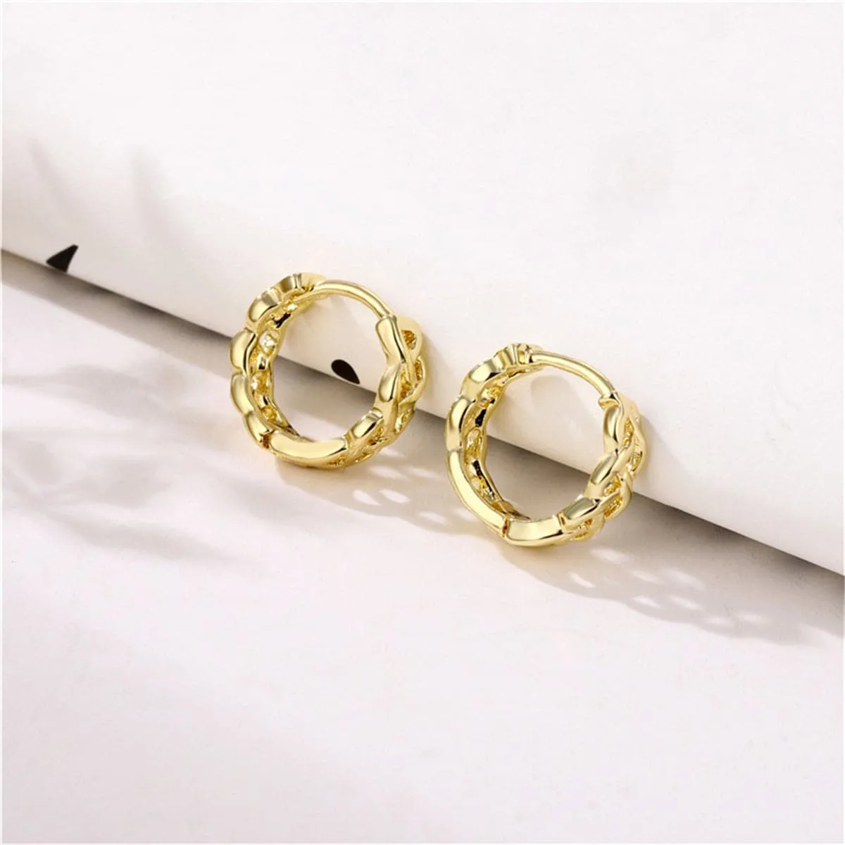 18K Gold-Plated Chain Huggie Earrings