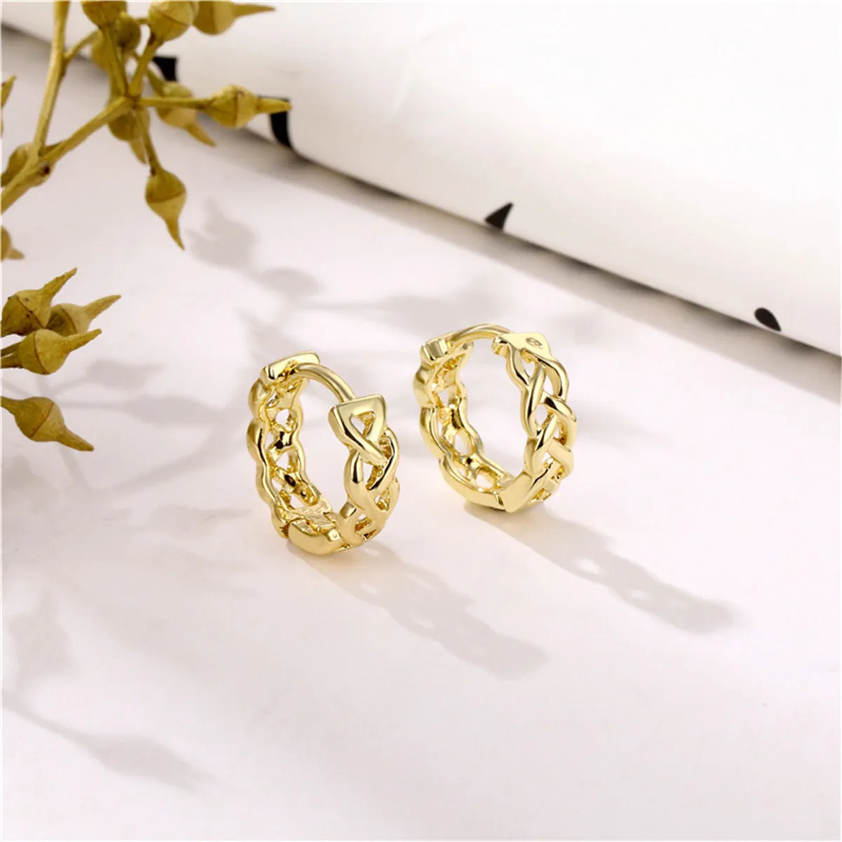 18K Gold-Plated Chain Huggie Earrings