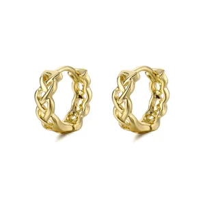 18K Gold-Plated Chain Huggie Earrings