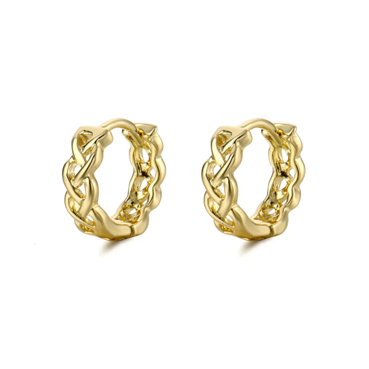 18K Gold-Plated Chain Huggie Earrings