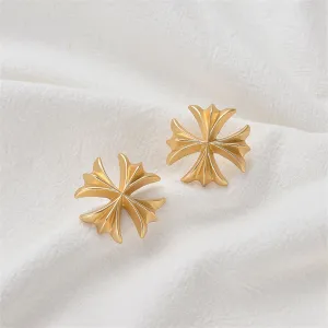 18K Gold-Plated Clover Stud Earrings