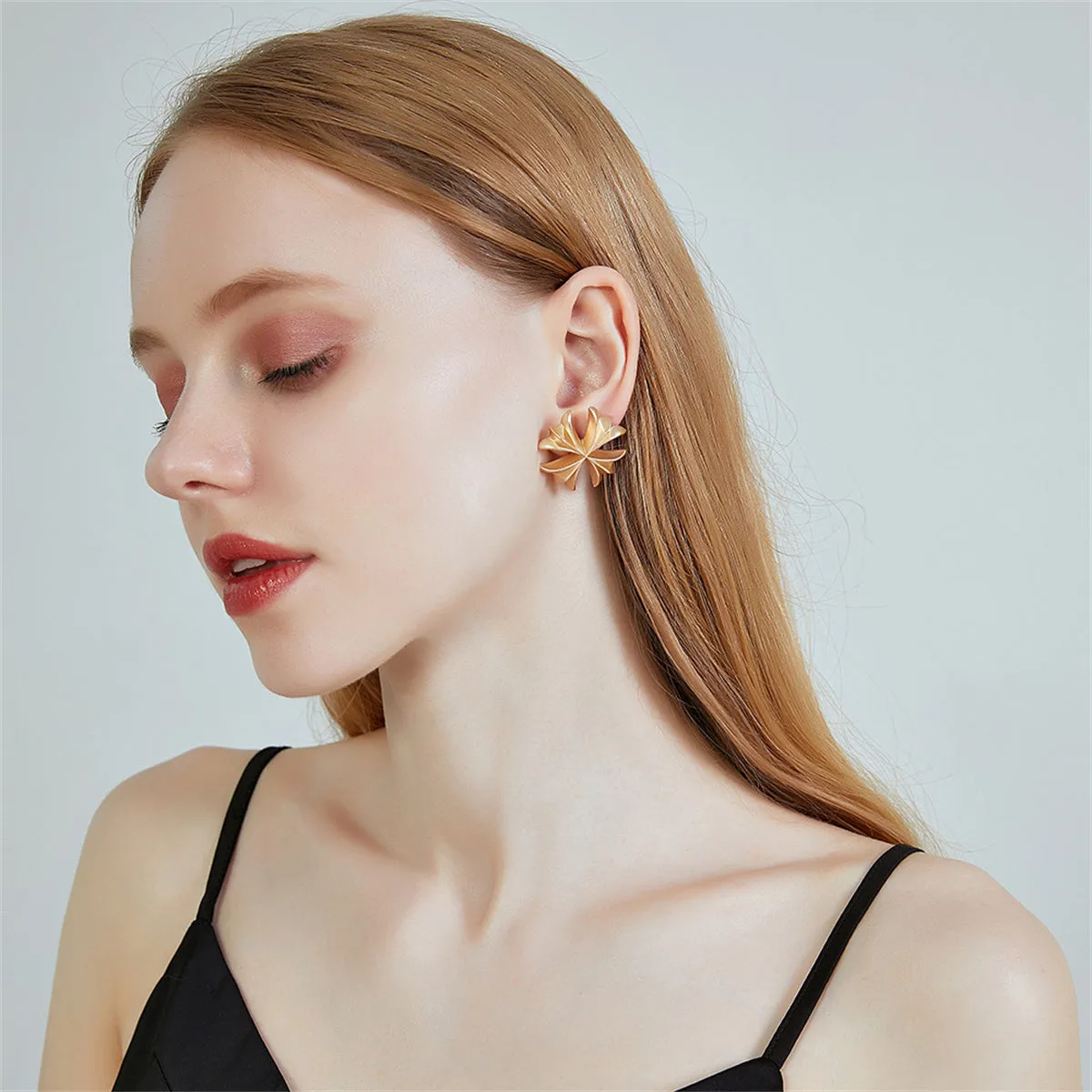 18K Gold-Plated Clover Stud Earrings