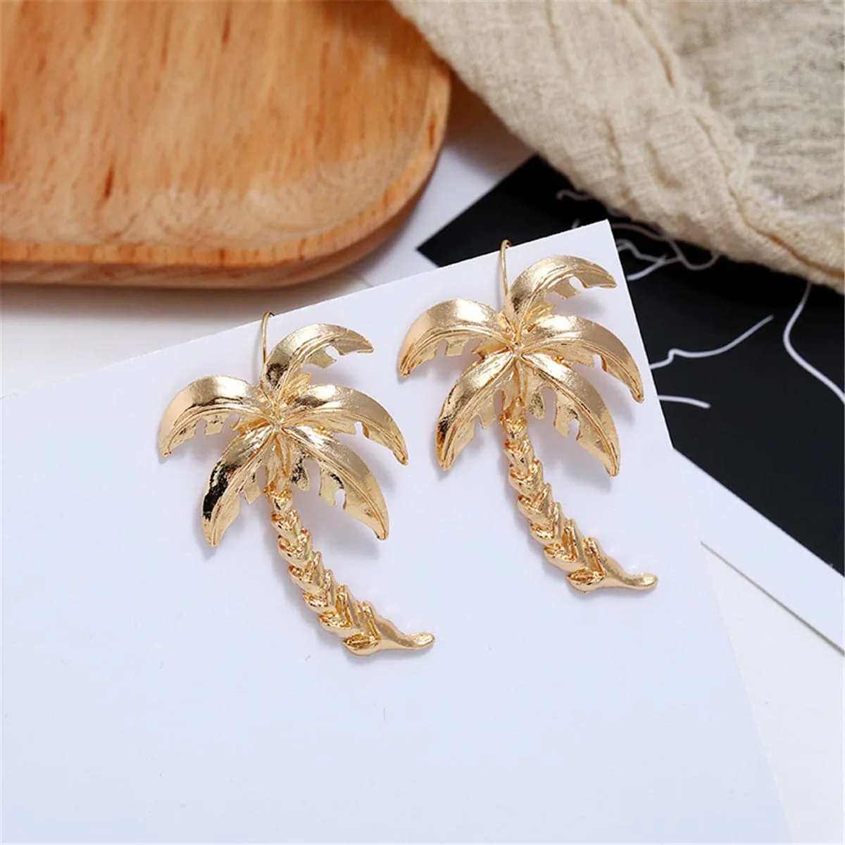 18K Gold-Plated Coconut Tree Drop Earrings