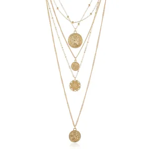 18K Gold-Plated Coin Layered Pendant Necklace