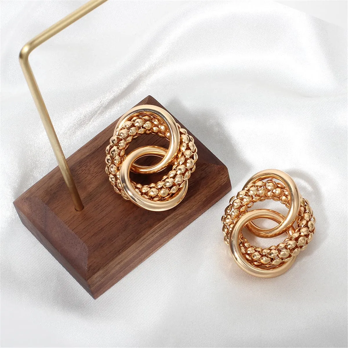 18K Gold-Plated Crossing Ring Stud Earrings