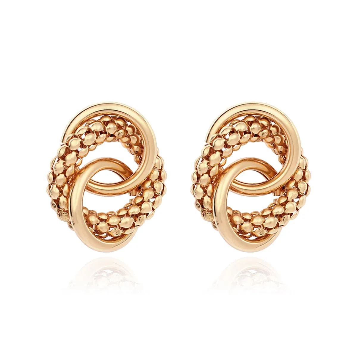 18K Gold-Plated Crossing Ring Stud Earrings