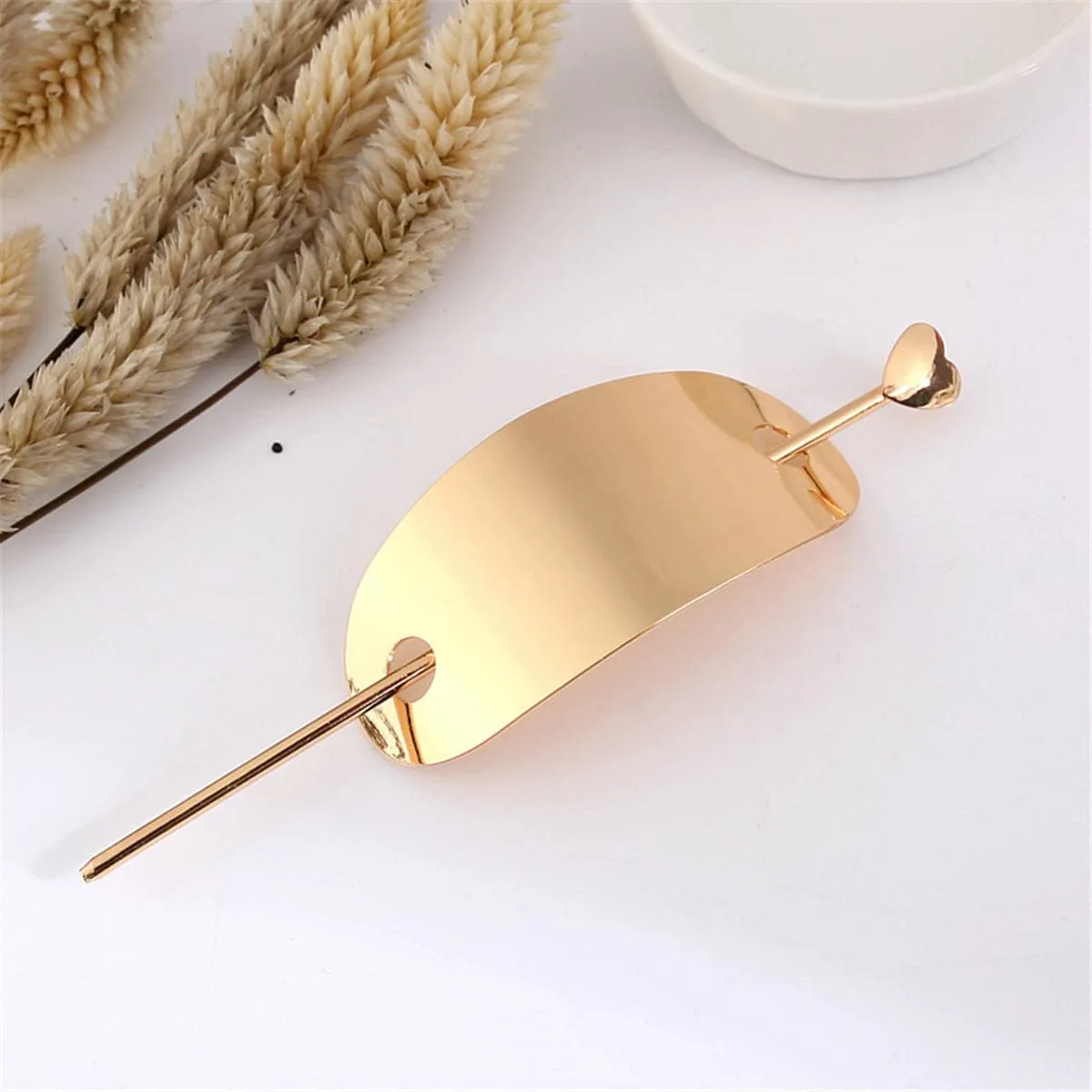 18K Gold-Plated Curved Plate & Stick Hair Clip