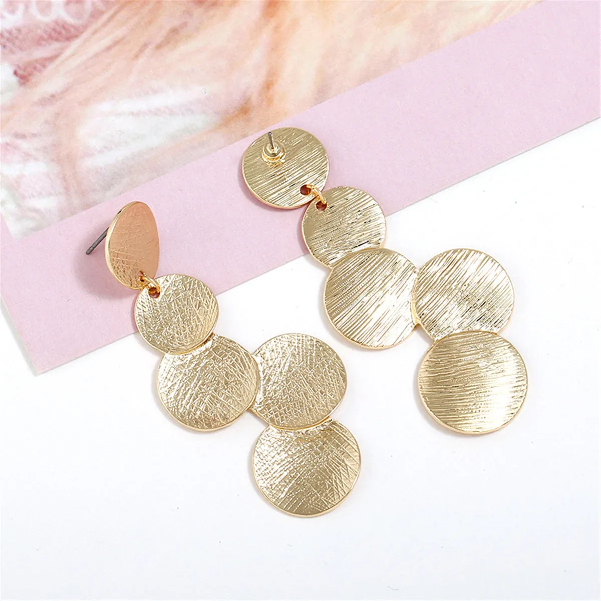 18K Gold-Plated Linking Round Drop Earrings