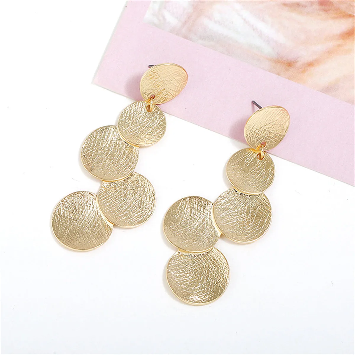 18K Gold-Plated Linking Round Drop Earrings
