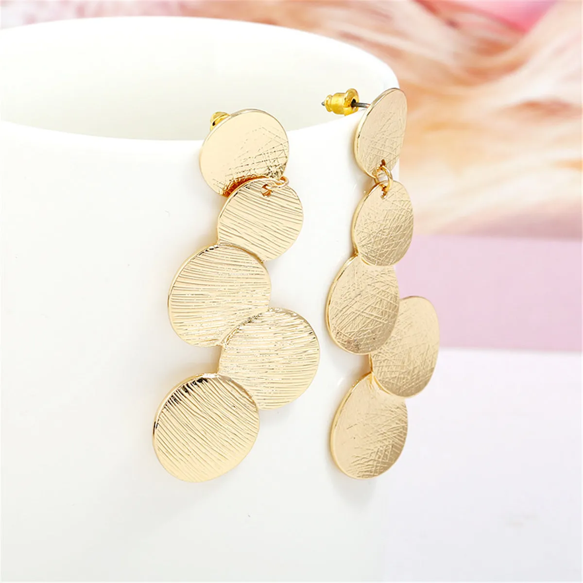 18K Gold-Plated Linking Round Drop Earrings