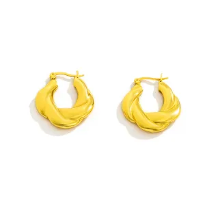 18K Gold-Plated Twist-Accent Huggie Earrings