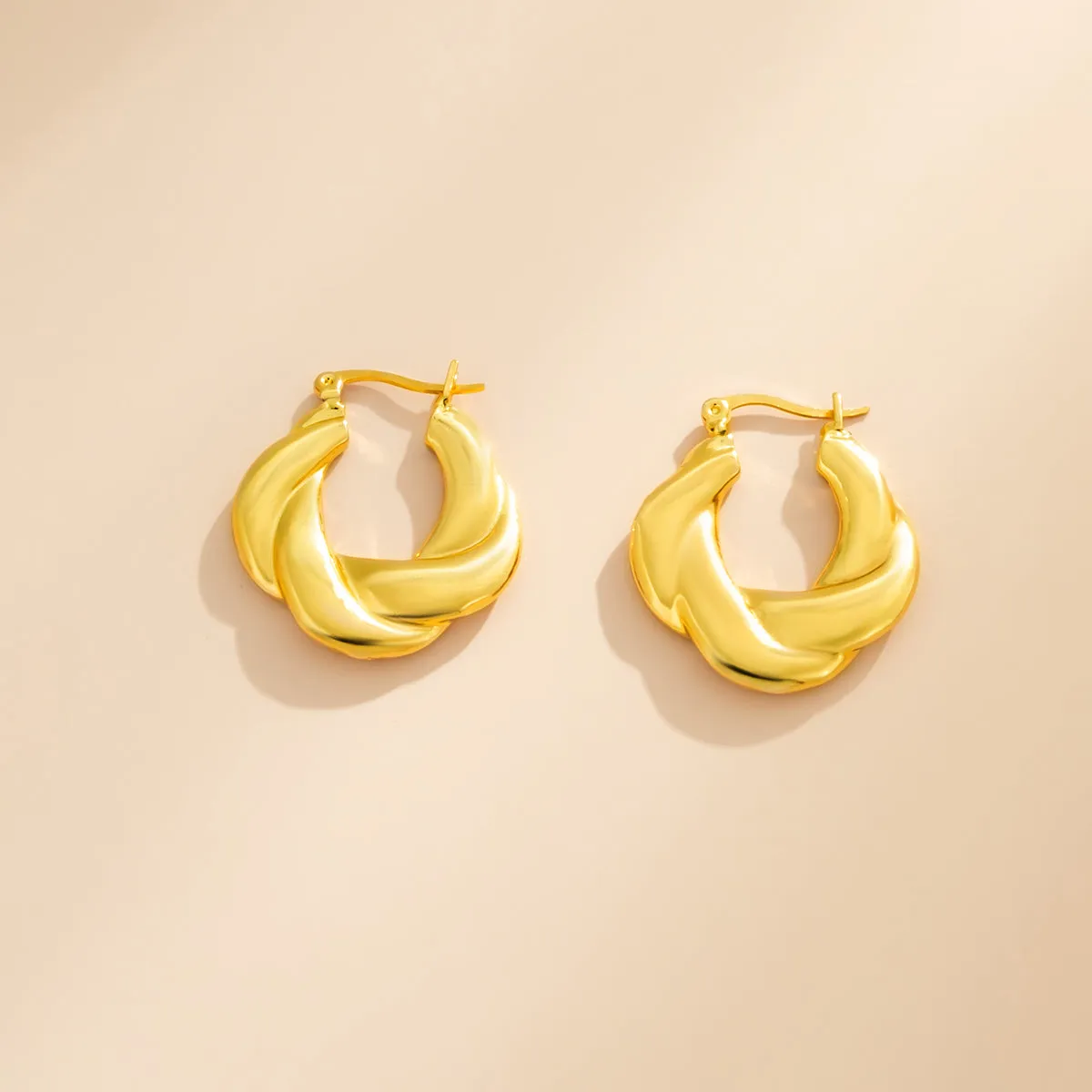 18K Gold-Plated Twist-Accent Huggie Earrings