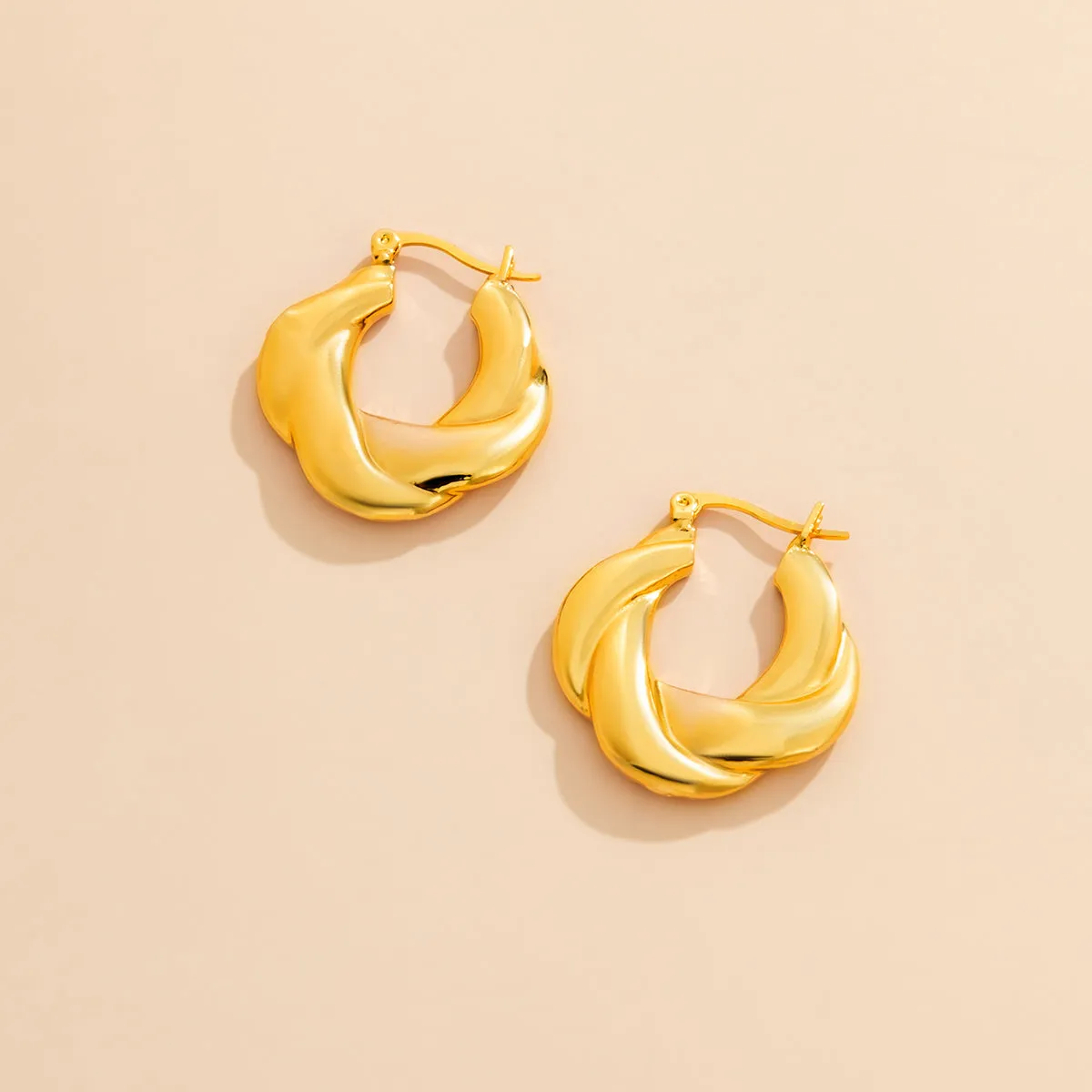 18K Gold-Plated Twist-Accent Huggie Earrings