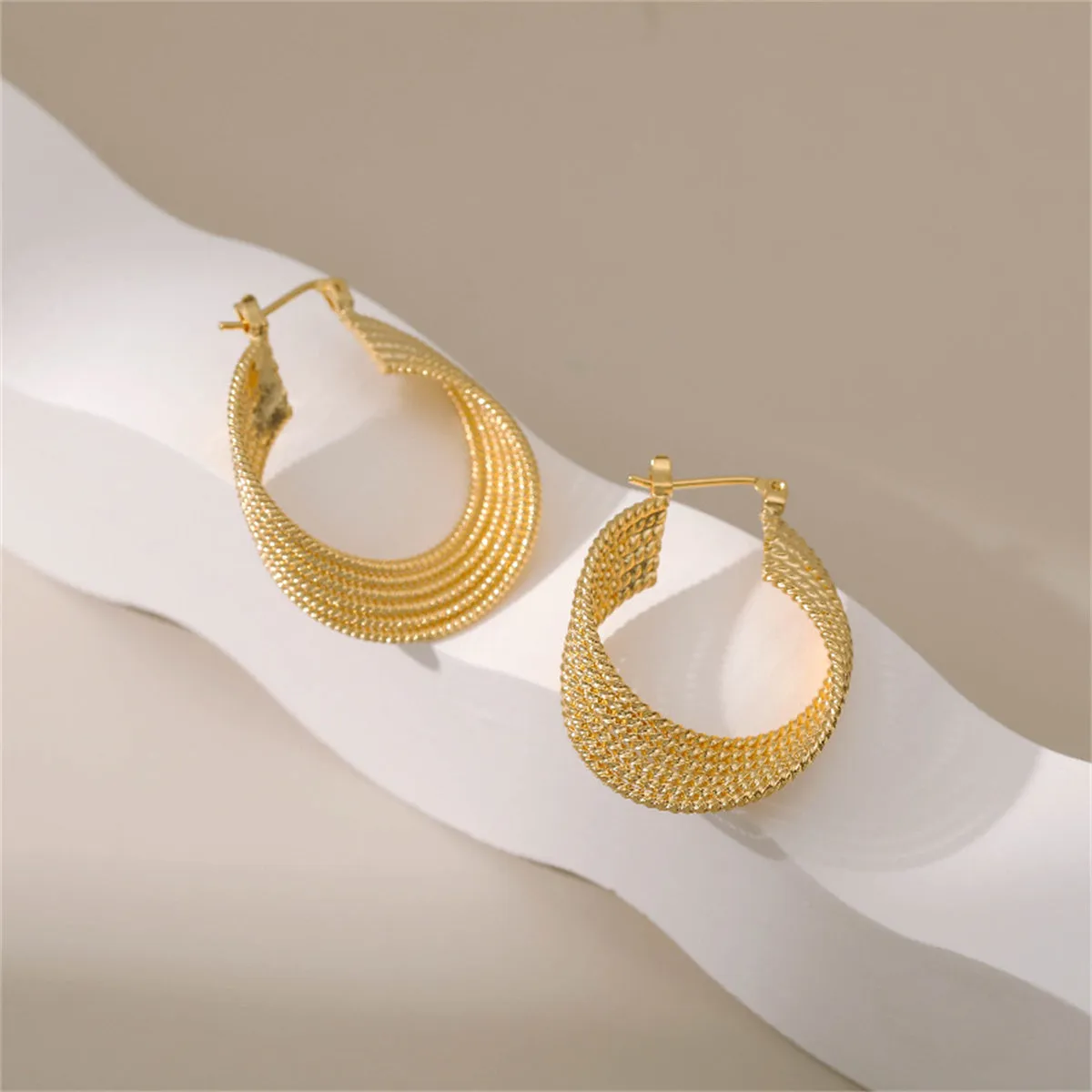 18K Gold-Plated Twisted Twine Huggie Earrings