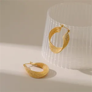 18K Gold-Plated Twisted Twine Huggie Earrings