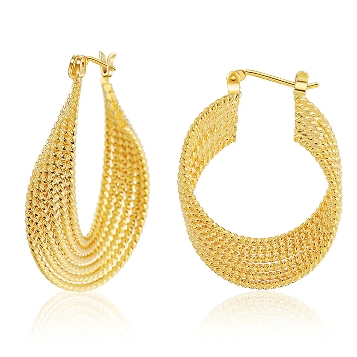 18K Gold-Plated Twisted Twine Huggie Earrings