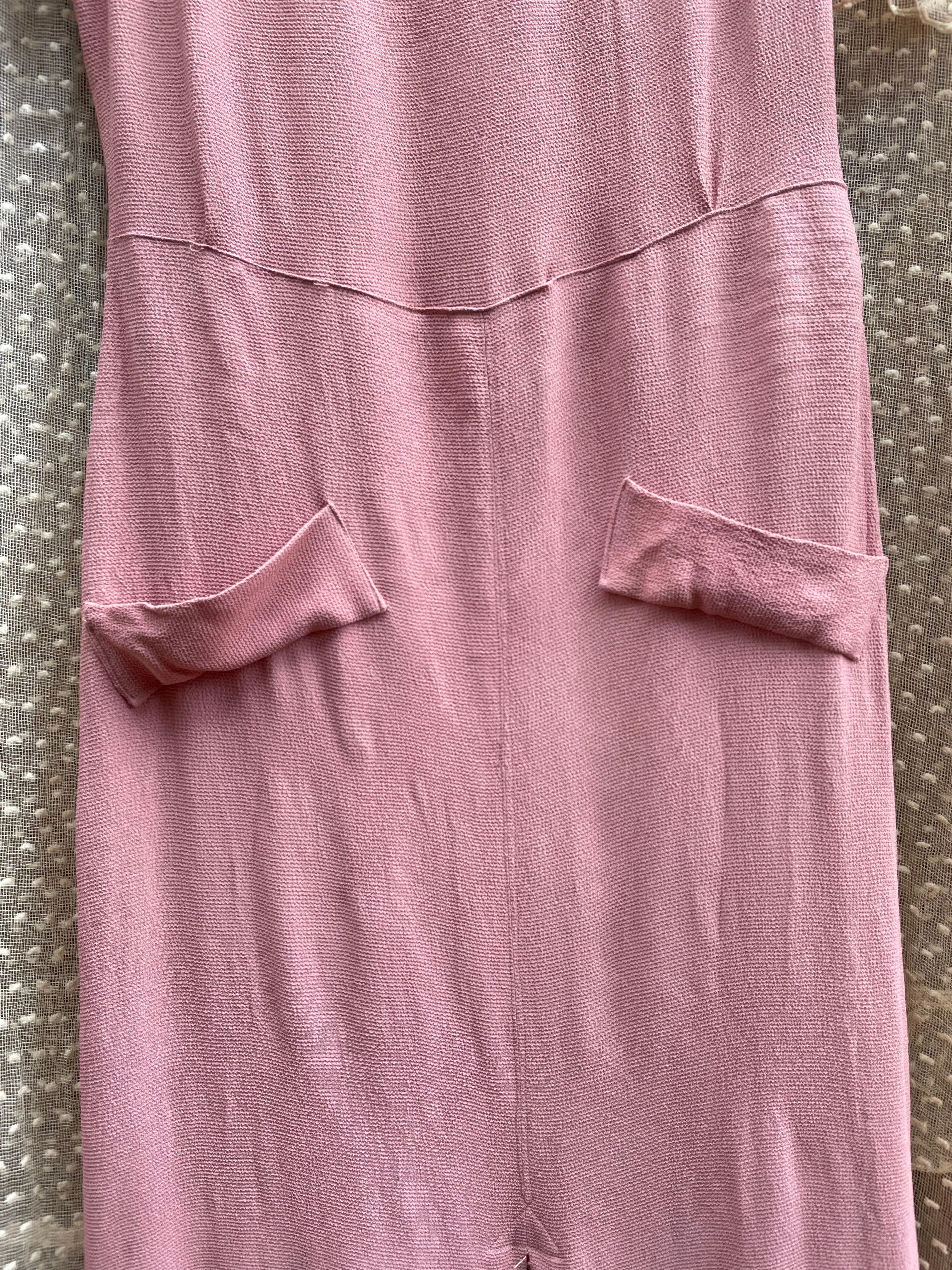 1930s Lace Up Crepe Midi Dress