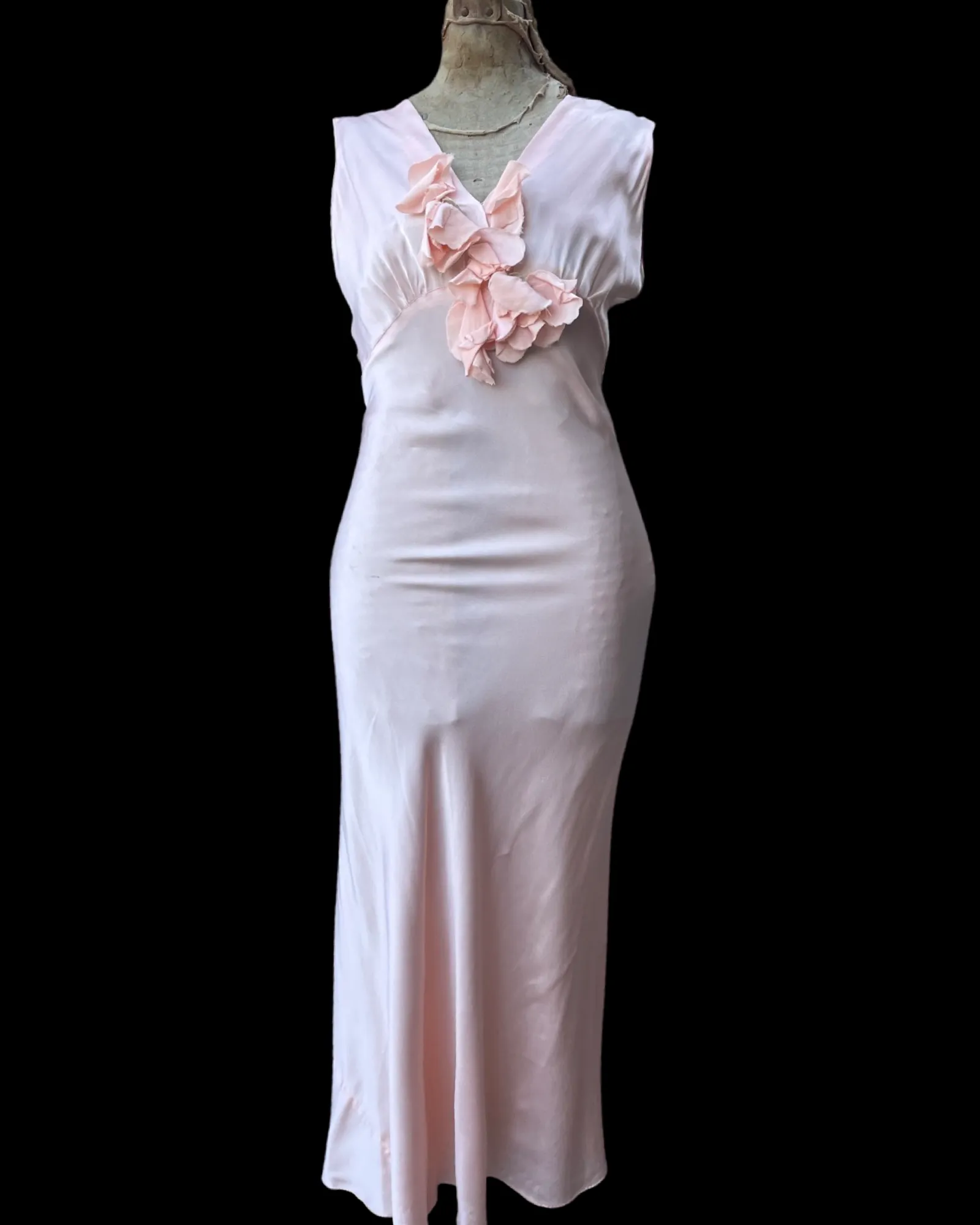 1930s Two Piece Ballet Pink Petal Sleeve Jacket & Bias Cut Dress