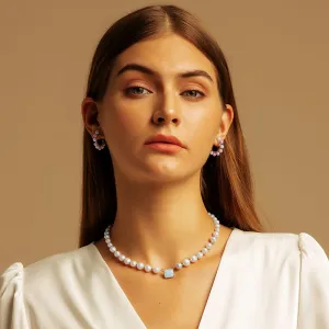 8mm Opal March Birthstone Freshwater Pearl Beaded Necklace for Women KRKC